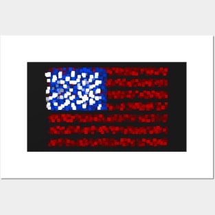 American flag in red, white and blue cubes Posters and Art